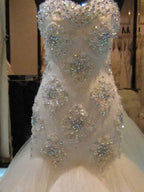 Mermaid Beading Sleeveless Tulle Sweetheart Wedding Dress