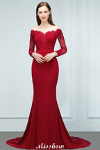 Vestido de dama de honor de sirena, estilo charmeuse, con hombros descubiertos, escote en V y largo hasta el suelo, con apliques.