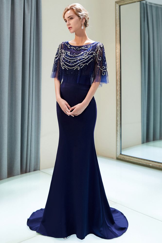Robe de soirée sirène longue ornée de cristaux