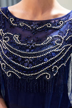 Robe de soirée sirène longue ornée de cristaux