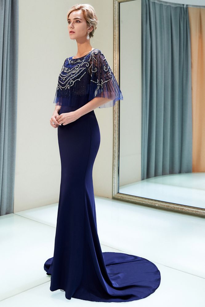 Robe de soirée sirène longue ornée de cristaux