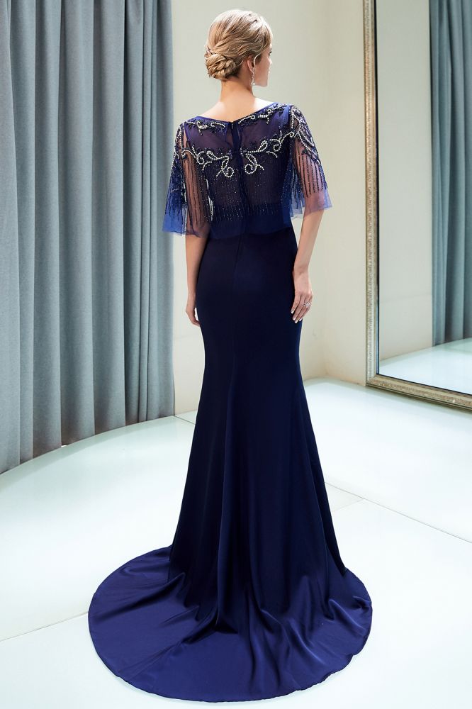 Robe de soirée sirène longue ornée de cristaux