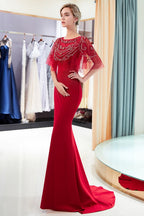 Robe de soirée sirène longue ornée de cristaux