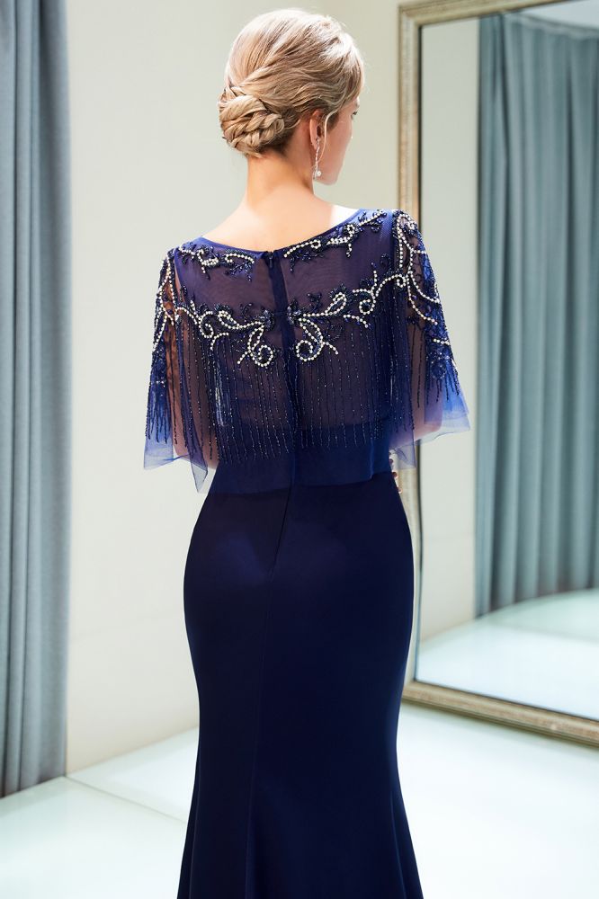 Robe de soirée sirène longue ornée de cristaux