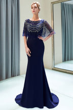 Robe de soirée sirène longue ornée de cristaux