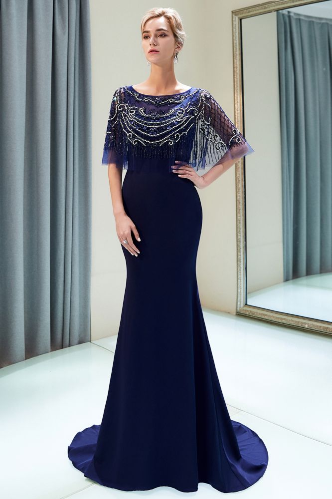 Robe de soirée sirène longue ornée de cristaux