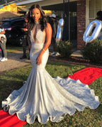 Mermaid Halter Sleeveless Floor-Length Formal Dresses
