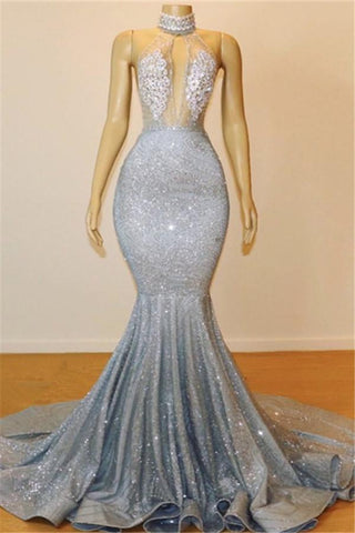 Mermaid Halter Sleeveless Floor-Length Formal Dresses