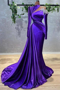 Mermaid High Neckal Long Long Sleeve Flower Prom Dresses