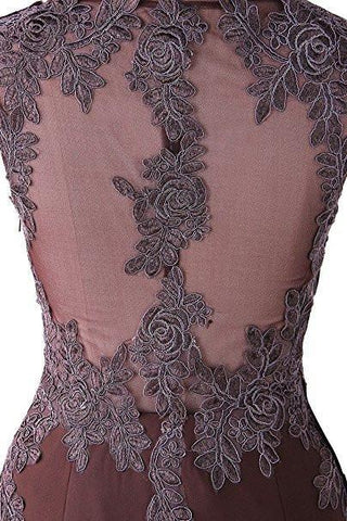 Vestido de dama de honor estilo sirena con apliques de encaje y espalda transparente BD024