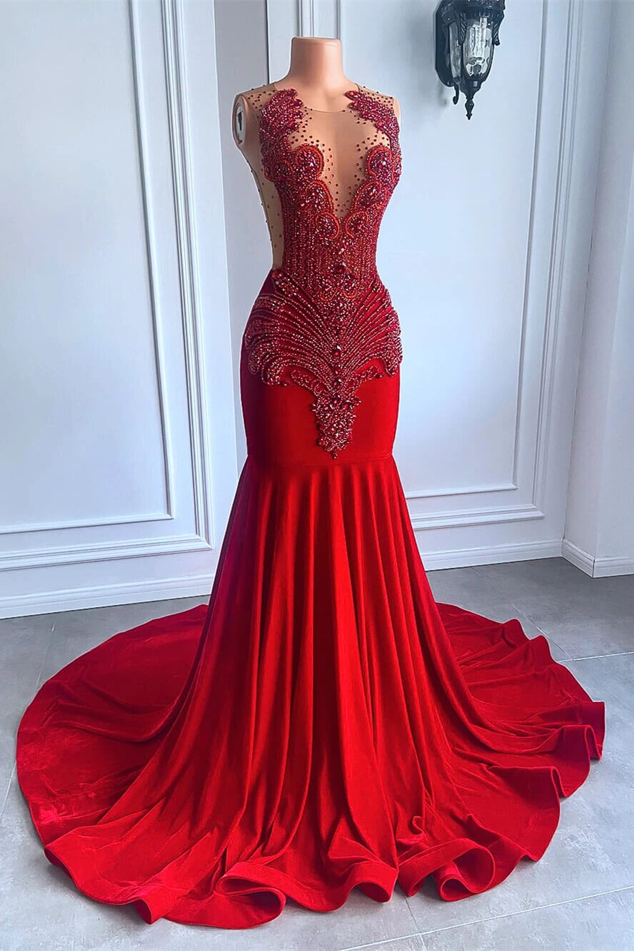 Mermaid Prom Dress with Beadings and Crystals