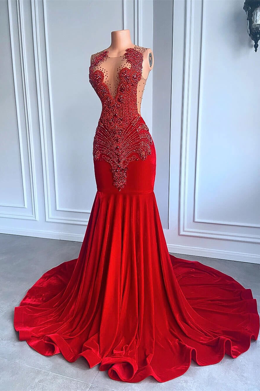 Mermaid Prom Dress with Beadings and Crystals