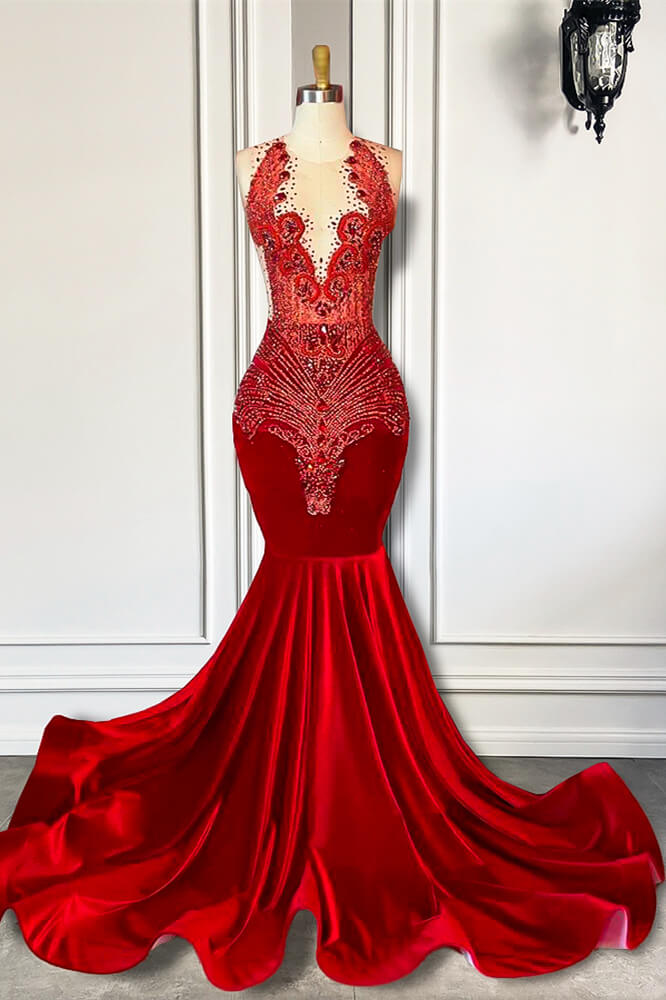 Mermaid Prom Dress with Beadings and Crystals