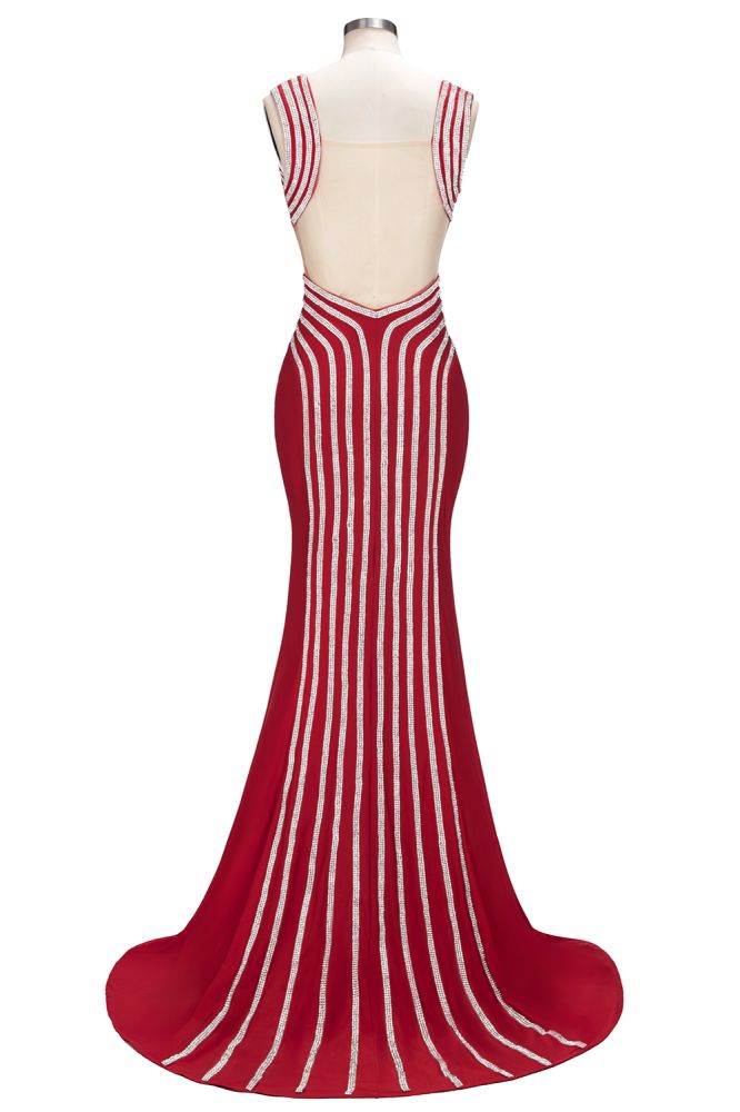 Mermaid Sleeveless Plus Size Floor Length Slit Sequins Patterns Prom Dresses