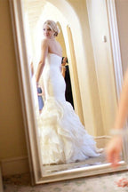 Robe de mariée sirène sans manches à décolleté cœur et sans volants