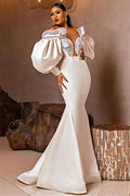 Mermaid Straplessal Bubble Sleeves Long Long Sleeve Prom Dresses