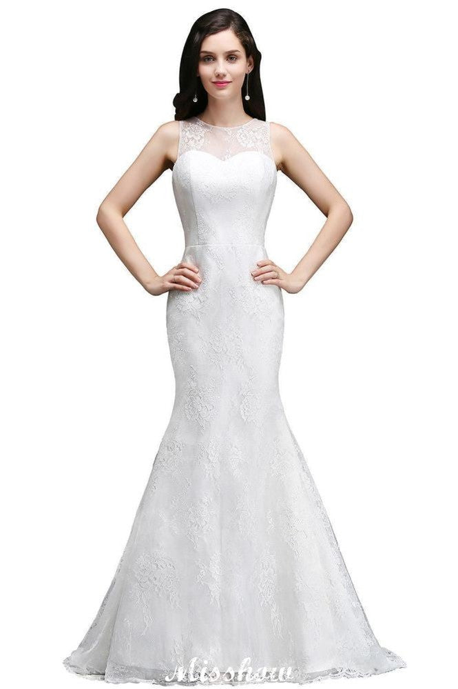 Robes de mariée sirène en dentelle avec traîne et boutons, nouveautés