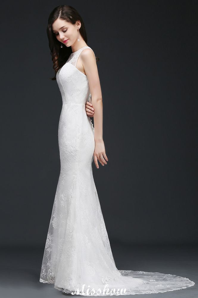 Robes de mariée sirène en dentelle avec traîne et boutons, nouveautés