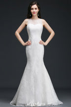 Robes de mariée sirène en dentelle avec traîne et boutons, nouveautés