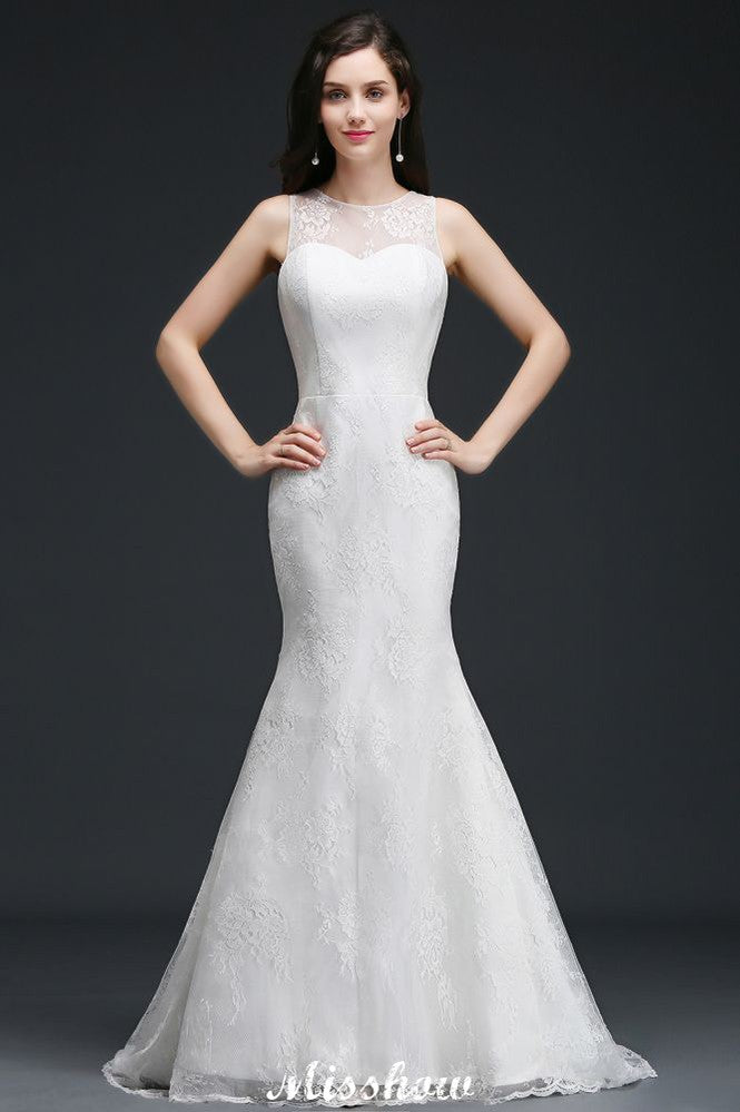 Robes de mariée sirène en dentelle avec traîne et boutons, nouveautés