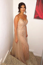 Mermaid Sweetheart Beading Long Prom Dress With Tulle Train