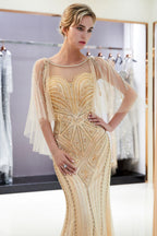 Robes de soirée sirène à décolleté illusion en cœur et sequins ornés de perles