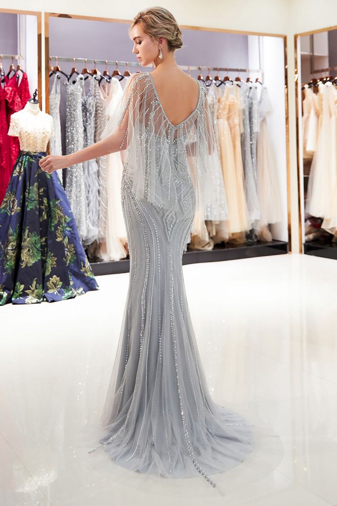 Robes de soirée sirène à décolleté illusion en cœur et sequins ornés de perles