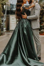 Mermaid Sweetheart Long Long Sleeve Appliques Lace With Side Train Prom Dresses