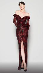 Embellished Off-Shoulder Sheath Dress
