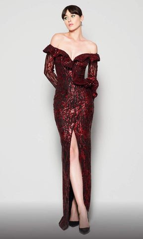 Vestido tubo con hombros descubiertos y adornos