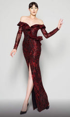 Embellished Off-Shoulder Sheath Dress