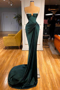 Modern Dark Green Mermaid Prom Dress With Beadings Spaghetti-Straps