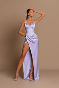 Modern Lilac Sleeveless Prom Dresses Mermaid Split Long Online