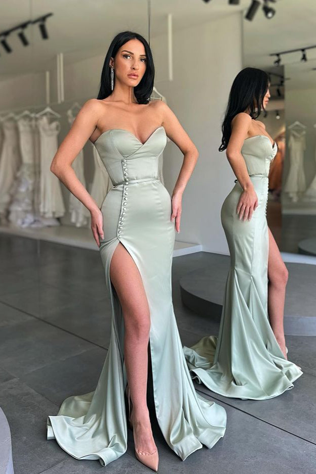 Robe de bal longue sirène moderne avec fente latérale et décolleté cœur