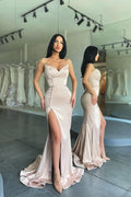 Robe de bal longue sirène moderne avec fente latérale et décolleté cœur
