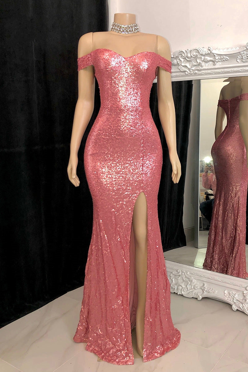 Modern Off-the-Shoulder Mermaid Prom Dresses Sequins Long Slit Online