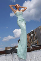 Modern Sweethear Sequin Sheath Long Prom Dress High-split