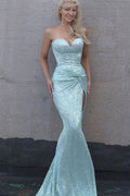 Modern Sweethear Sequin Sheath Long Prom Dress High-split