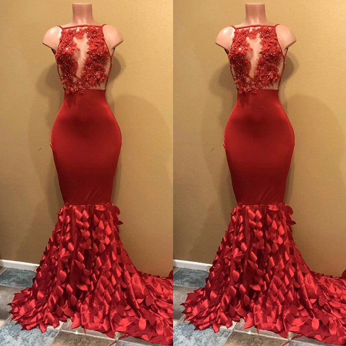 Robe de bal sirène modeste sans manches 