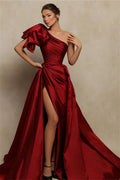 Modest One Shoulder Mermaid Prom Dresses Long Slit Online
