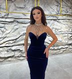 New Arrival Black Ankle-Length V-Neck Sleeveless Mermaid Evening Party Gowns
