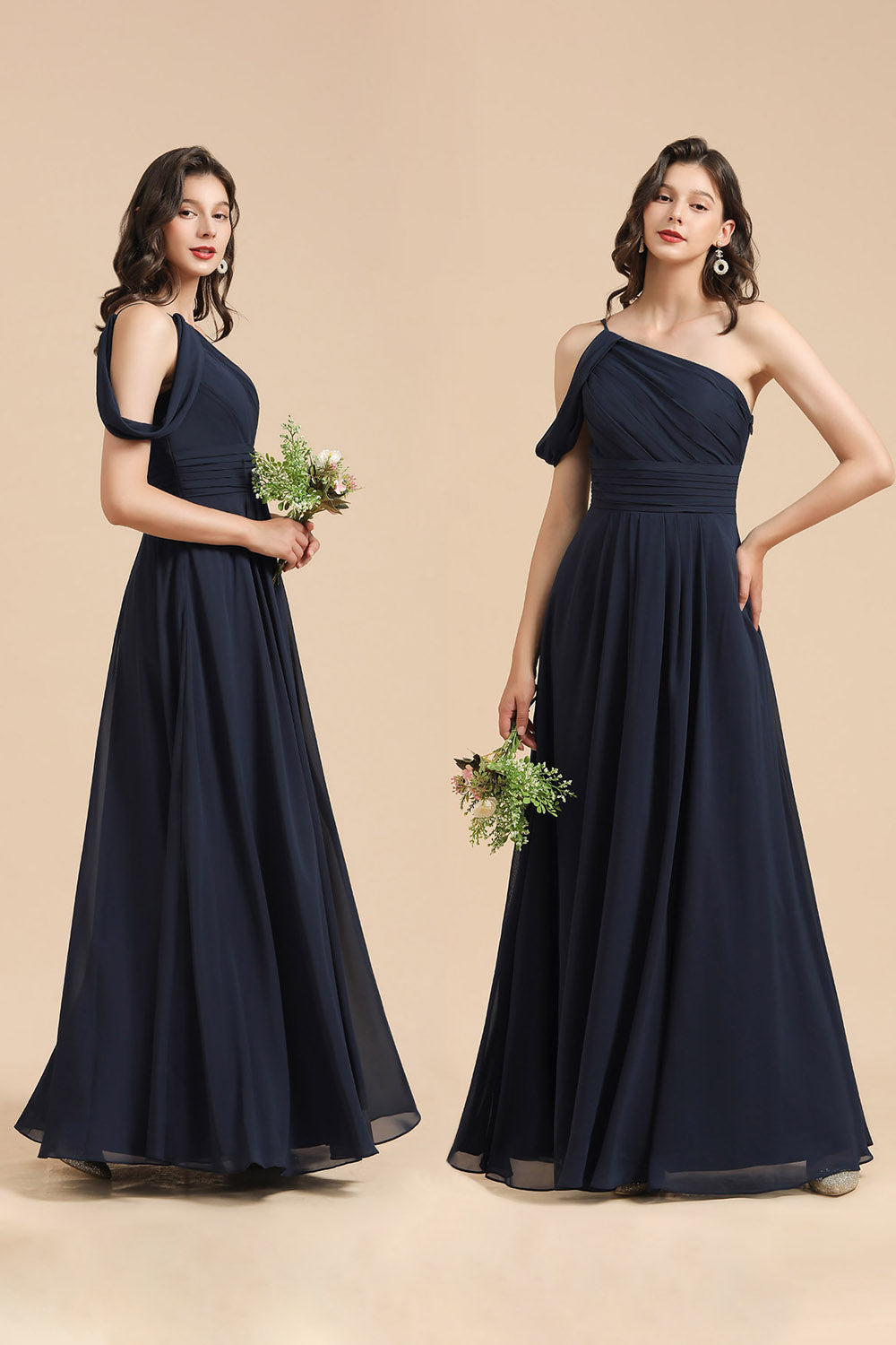 Nouvelle robe de demoiselle d'honneur noire asymétrique à une épaule, coupe trapèze, longue 