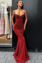 New Arrival Black Spaghetti-Strapss Mermaid Prom Dress Sequins Long