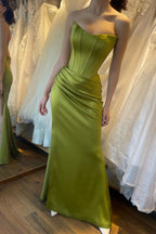 New Arrival Long Mermaid Strapless Evening Party Gowns