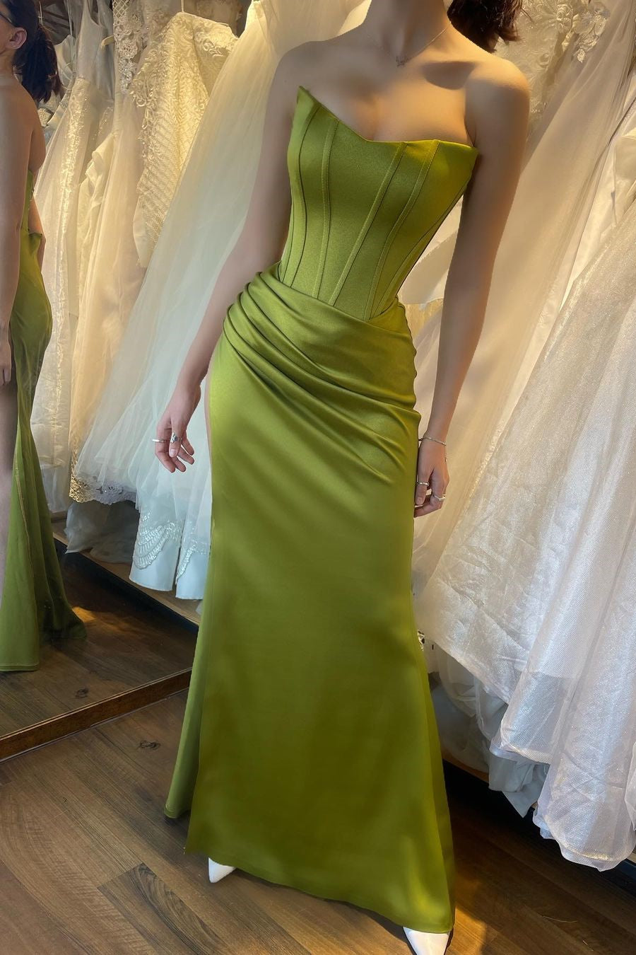 New Arrival Long Mermaid Strapless Evening Party Gowns