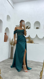 Nouveauté : Robes de soirée sirène sans manches à épaules dénudées et fente longue, disponibles en ligne