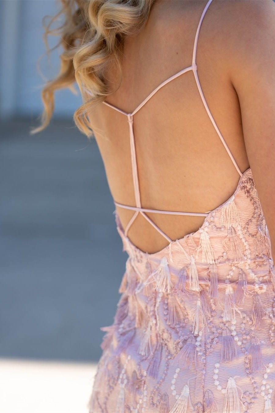 Nouvelle robe de bal rose sans manches à appliques et dos nu