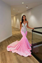 Nouvelle robe de soirée sirène sans manches à sequins et volants, longue,