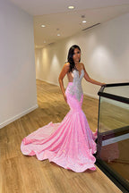Nouvelle robe de soirée sirène sans manches à sequins et volants, longue,