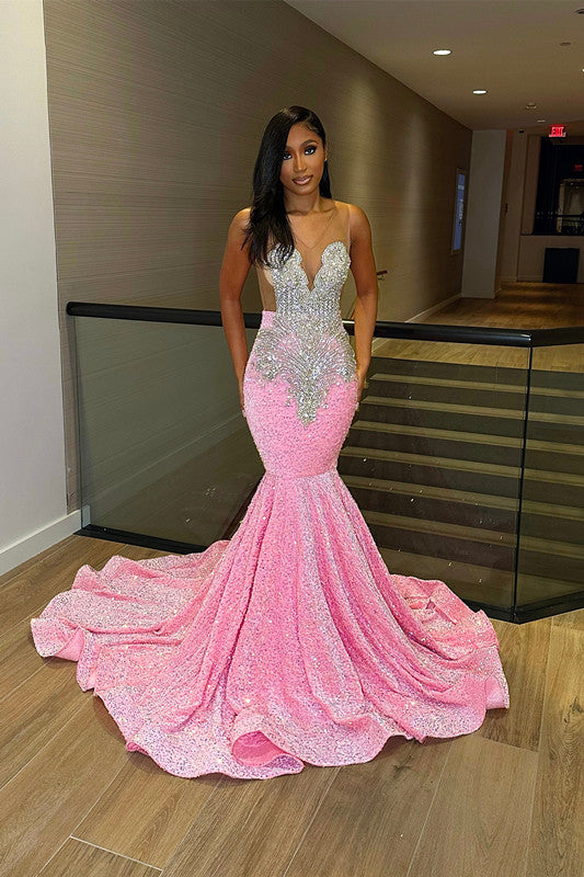 Nouvelle robe de soirée sirène sans manches à sequins et volants, longue,